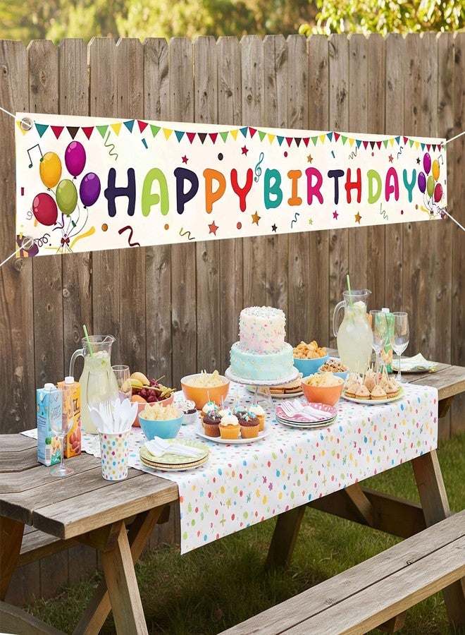 DEARIDAP Large Happy Birthday Yard Banner, 19.7 * 118 in Colorful Birthday Hanging Decorations for Adults and Kids and Party Supplies (White Ribbon Included) - Image 3