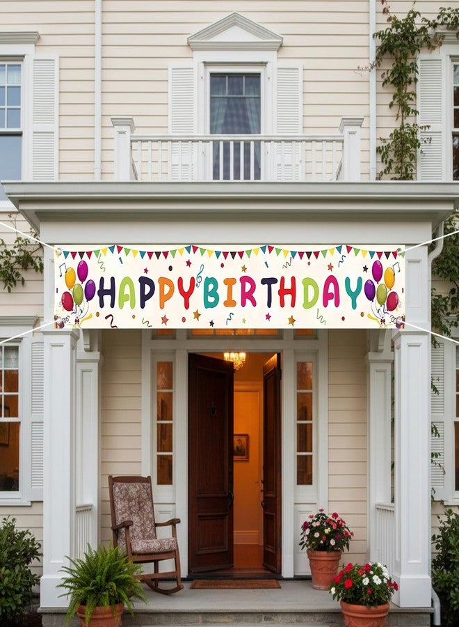 DEARIDAP Large Happy Birthday Yard Banner, 19.7 * 118 in Colorful Birthday Hanging Decorations for Adults and Kids and Party Supplies (White Ribbon Included) - Image 4