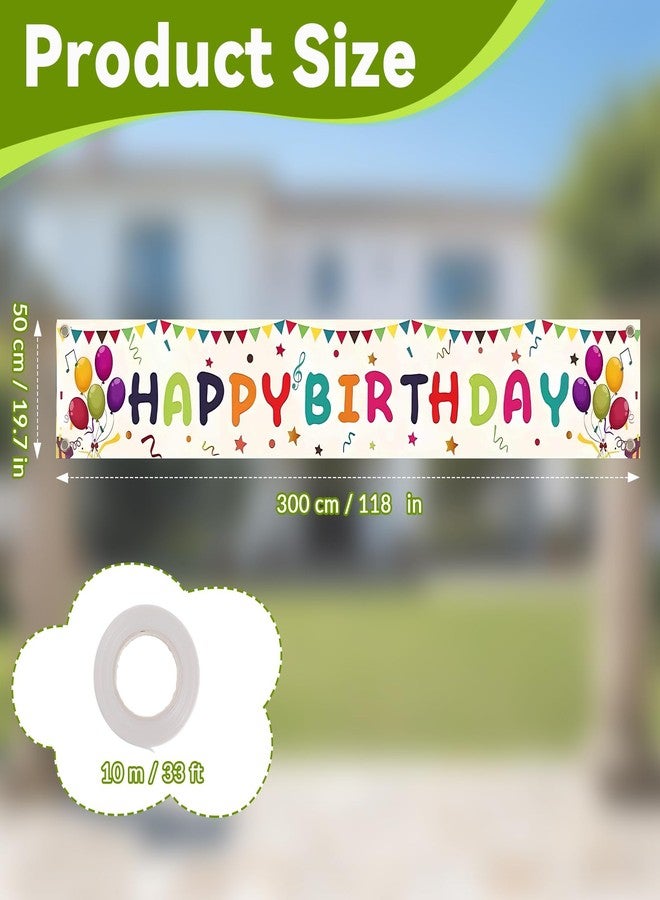 DEARIDAP Large Happy Birthday Yard Banner, 19.7 * 118 in Colorful Birthday Hanging Decorations for Adults and Kids and Party Supplies (White Ribbon Included) - Image 2