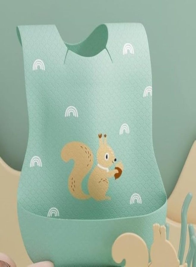 Akshify Pack of 1 BPA-Free Baby Feeding Bib with Food Pocket - Adjustable Straps, Waterproof, Washable, Reusable, Mess-Free Apron for Newborns and Toddlers (Green) - Image 2