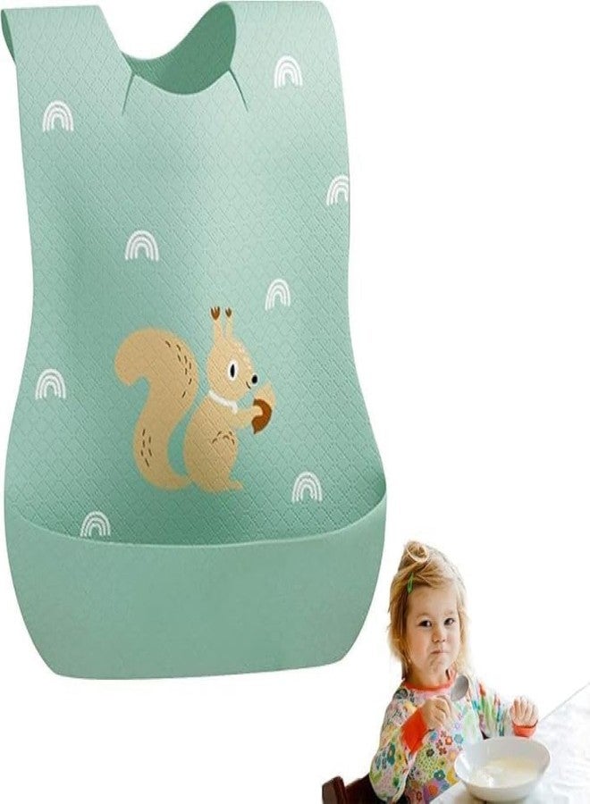Akshify Pack of 1 BPA-Free Baby Feeding Bib with Food Pocket - Adjustable Straps, Waterproof, Washable, Reusable, Mess-Free Apron for Newborns and Toddlers (Green) - Image 1
