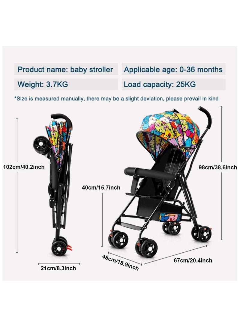 Lightweight Stroller Foldable Baby Stroller With Sun Canopy Travel Stroller with Cup Holder and Storage Basket Toddler Stroller - Image 5