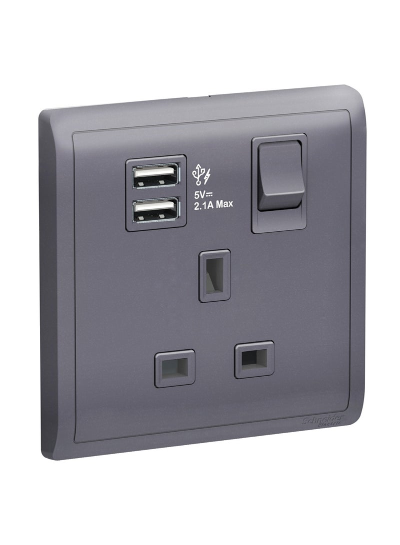 Schneider Electric Pieno 13A Switched Socket with USB - Image 2