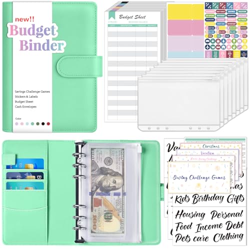 Sooez Budget Binder with Money Saving Challenge Money Saving Binder with Cash Envelopes Expense Sheets Challenge Tracker Category Labels Envelope Savings Challenges Book for Home Office School