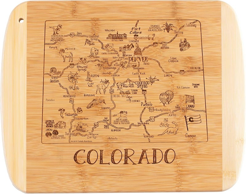 Totally Bamboo A Slice of Life Colorado State Serving and Cutting Board, 11" x 8.75" - Image 1