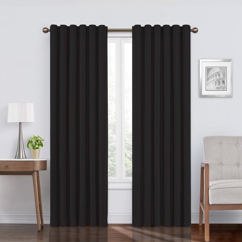 ECLIPSE Bradley Modern 100 Blackout Thermal Rod Pocket Curtain for Bedroom Living Room or Theater 1 Panel 50 in x 63 in Black