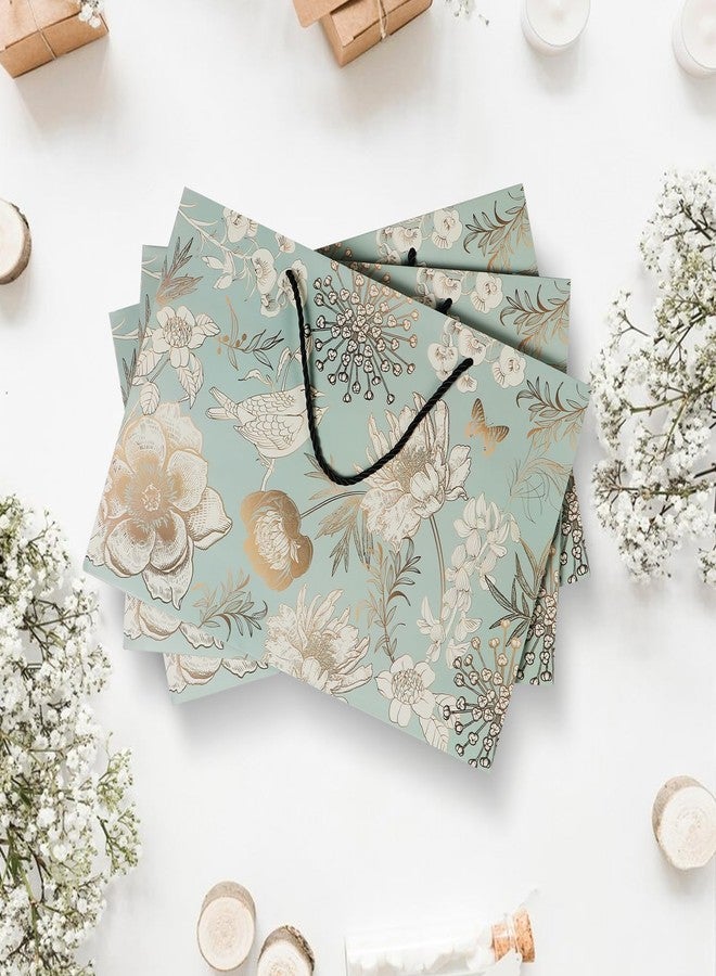 Elivida 13" Gift Bag with Handle incl. Matching Tissue Paper, Card & Sticker,Reusable Flowers and Birds Design Gift Bags Use for Presents of Any Birthday,Mother's Day& Special Occasion (2Pc Green) - Image 5