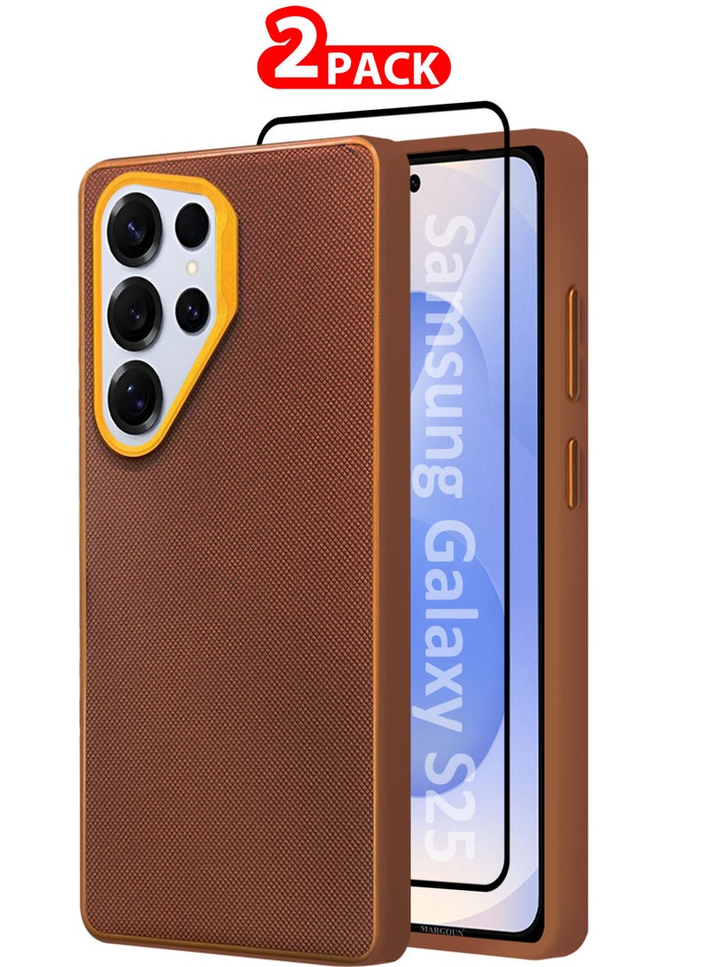 CATANES Samsung Galaxy S25 Ultra 2 Pack Vegan Leather Case, 1 Cover with 1 Screen Protector, Slim Fit, Raised Edges for Camera and Screen Protection - Image 1