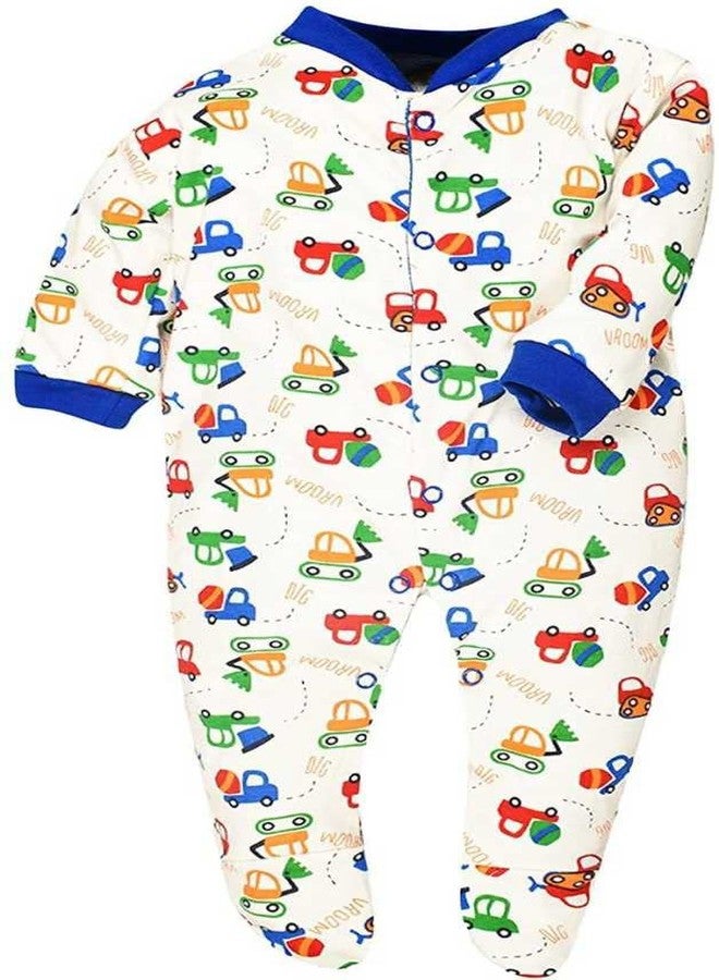 TiniBerry Baby Long Sleeve Cotton Full Body Sleep Suit, Romper for Boys and Girls Set of 3 (0-3 Months, Blue) - Image 4