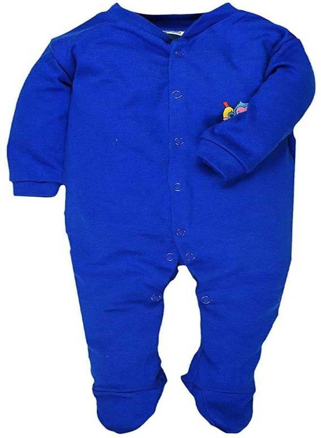 TiniBerry Baby Long Sleeve Cotton Full Body Sleep Suit, Romper for Boys and Girls Set of 3 (0-3 Months, Blue) - Image 2