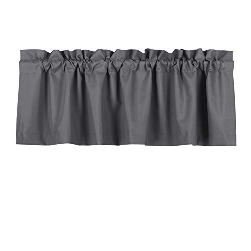 Valea Home Valea Home Blackout Valance Curtains Waterproof Soft Rod Pocket Valance for Kitchen and Bathroom Window Room Darkening Valances for Bedroom 52 inch x 18 inch Grey 