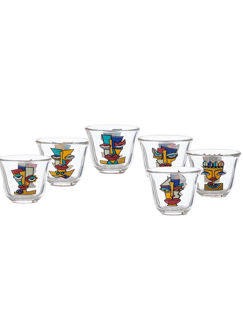 لومينارك طقم فناجين قهوة سعودية من الزجاج مع رسومات عصرية مكون من 6 فناجين - Image 1