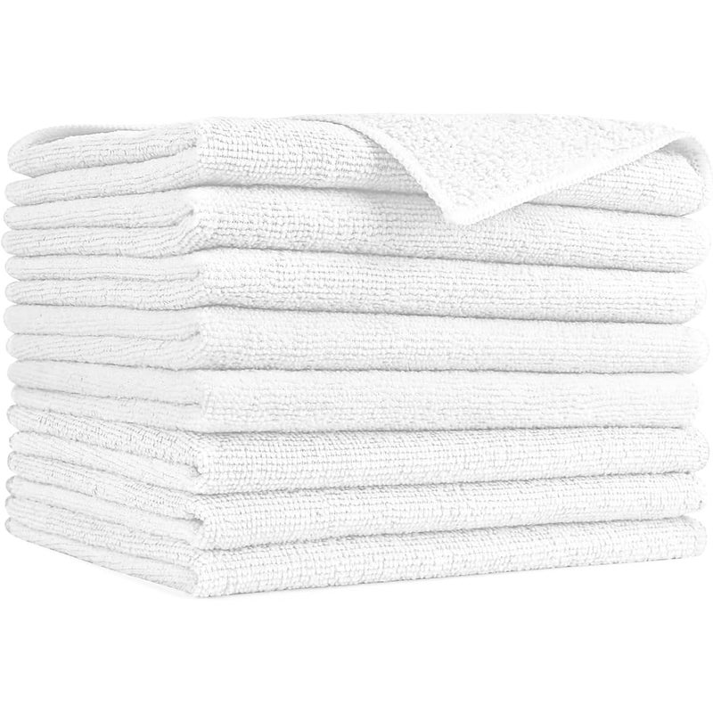 AIDEA Microfiber Cleaning Cloth-8PK, Soft Microfiber Towels for Cars, Absorbent Cleaning Rags, Lint-Free Streak-Free Wash Cloths for House, Kitchen, Window(12in.x16in), White - Image 1