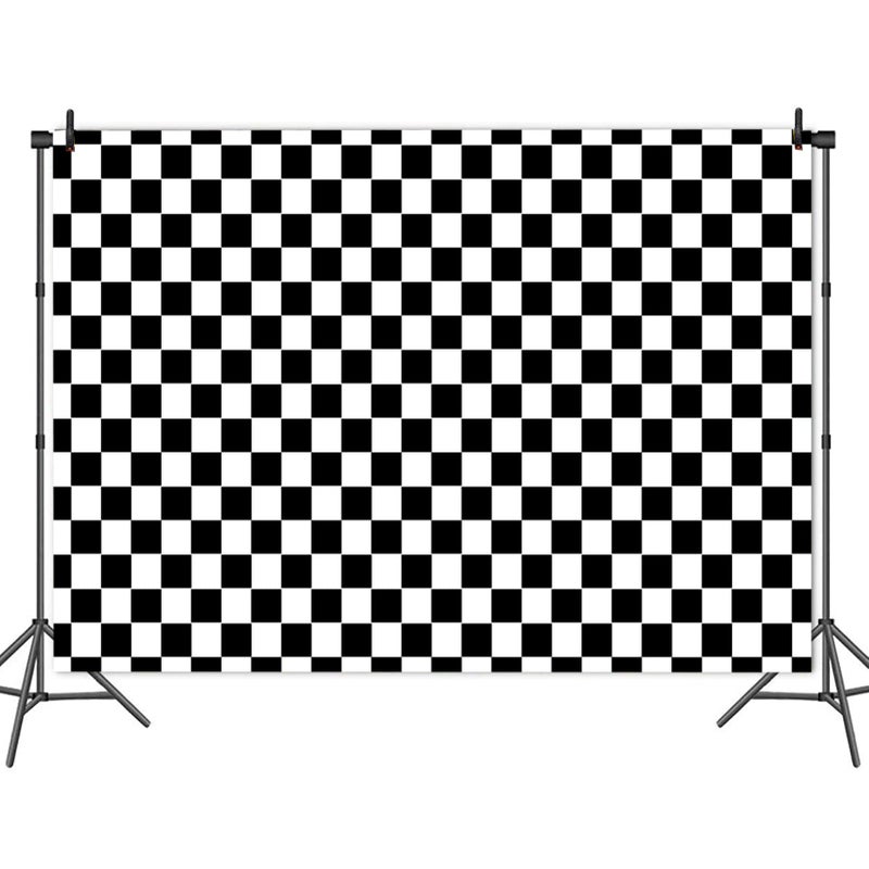 HQM Black and White Racing Checker Texture Grid Birthday Chess Board Theme Photography Backdrops Children Kids Birthday Party Supplies Newborn Baby Shower Photo Background Booth Props 7X5FT - Image 4