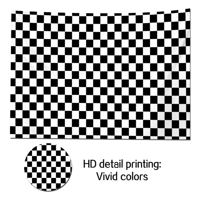 HQM Black and White Racing Checker Texture Grid Birthday Chess Board Theme Photography Backdrops Children Kids Birthday Party Supplies Newborn Baby Shower Photo Background Booth Props 7X5FT - Image 3