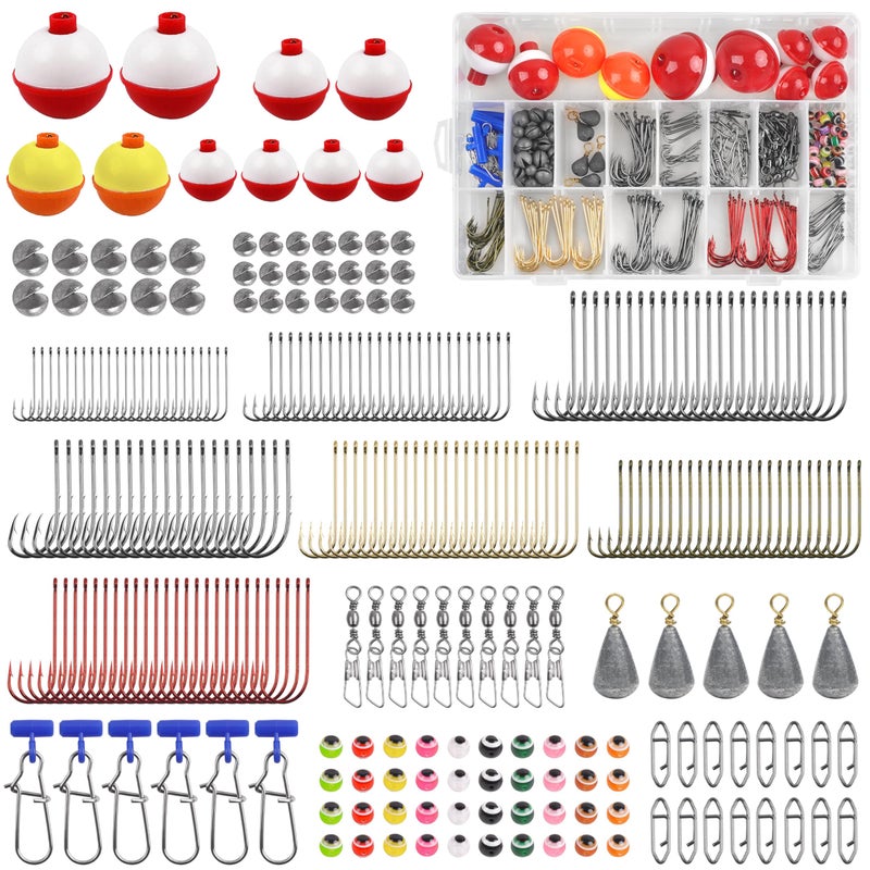 FUSIGO Fishing Hooks Bobbers Sinkers Kit 286pcs Fishing Equipment Starter Tackle Kit Include Hooks Bobbers Weights Swivel Snaps - Image 2