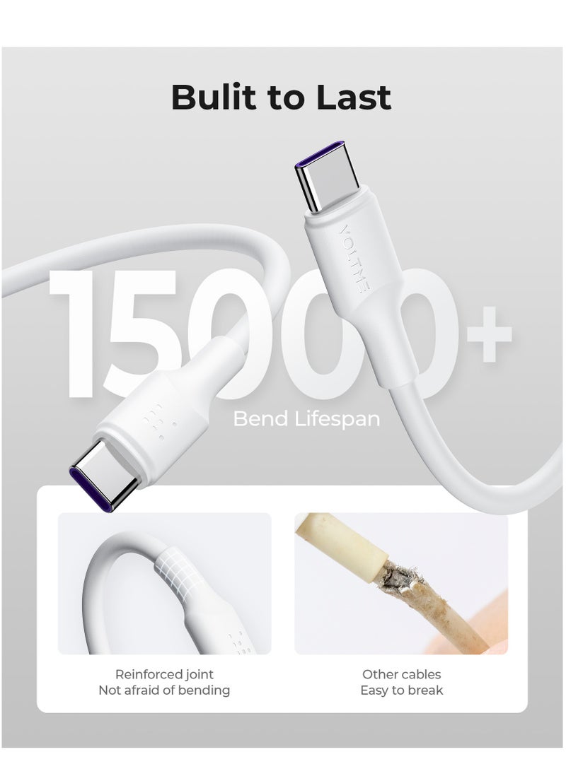 VOLTME 100W Type-C to Type-C Super Fast Charging [1.2m, 5A PD] - USB-C to USB-C Charger Cord with E-Mark Smart Chip, Power Delivery, High-Speed ​​Data Transfer and Robust, Durable Design - Tangle-Free, Long Life, Universally Compatible with iPhone Air, iPhone 17/17 Pro/17 Pro Max/16/15 Series, Samsung Galaxy S25/S24/S23 Ultra, MacBook Pro/Air, iPad Pro/Air, Pixel and Most Android Devices (White) - Image 4