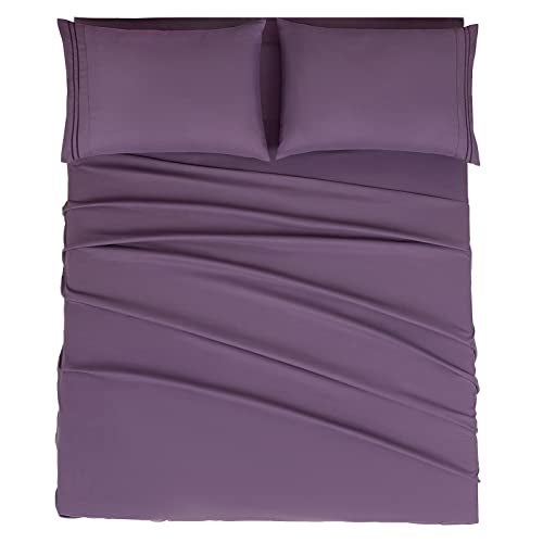 Mejoroom Queen Sheet Set - Hotel Luxury Sheets & Pillowcase Sets - Extra Soft Bed Sheets - Deep Pocket Fitted Sheet, Breathable, Wrinkle & Fade Resistant - 4 Piece (Queen, Purple) - Image 2