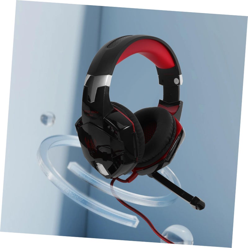 USB Gaming Headset with Microphone LED Lights Surround Sound Over Ear Deep Bass Comfortable Fit Black Red - Image 4