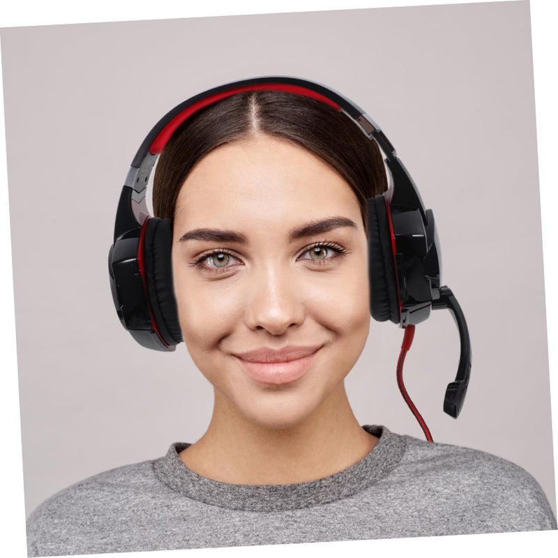 USB Gaming Headset with Microphone LED Lights Surround Sound Over Ear Deep Bass Comfortable Fit Black Red - Image 5