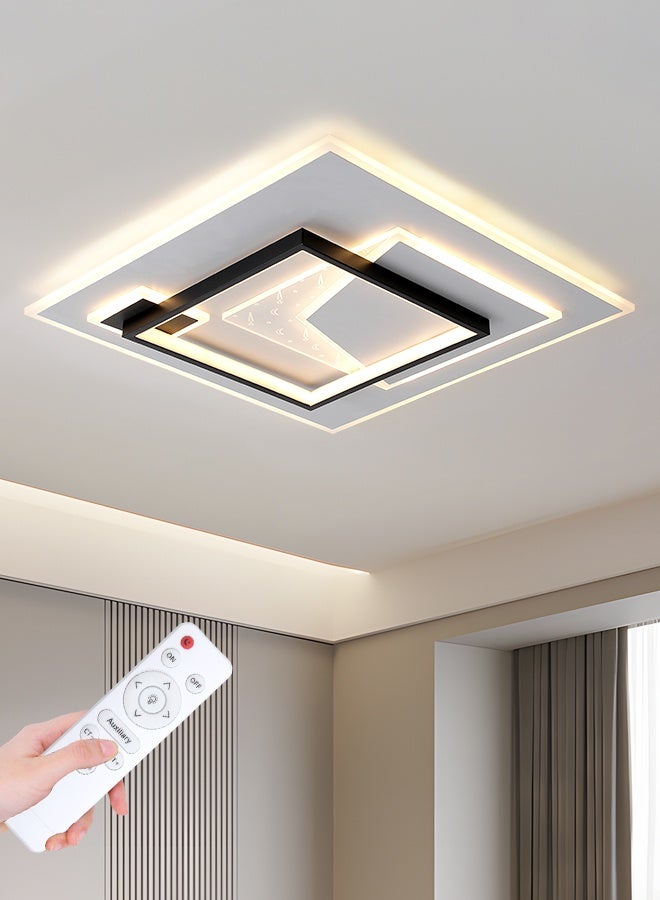 YATAI LIGHTING ضوء سقف LED مربع حديث، 60 واط قابل للتعتيم مع جهاز تحكم عن بعد، تركيبة مثبتة على السقف باللونين الأسود والأبيض، قابلة للتعديل بثلاثة ألوان (3000K-6000K) لغرفة النوم، غرفة المعيشة، غرفة الطعام - Image 1