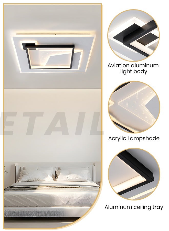 YATAI LIGHTING ضوء سقف LED مربع حديث، 60 واط قابل للتعتيم مع جهاز تحكم عن بعد، تركيبة مثبتة على السقف باللونين الأسود والأبيض، قابلة للتعديل بثلاثة ألوان (3000K-6000K) لغرفة النوم، غرفة المعيشة، غرفة الطعام - Image 4