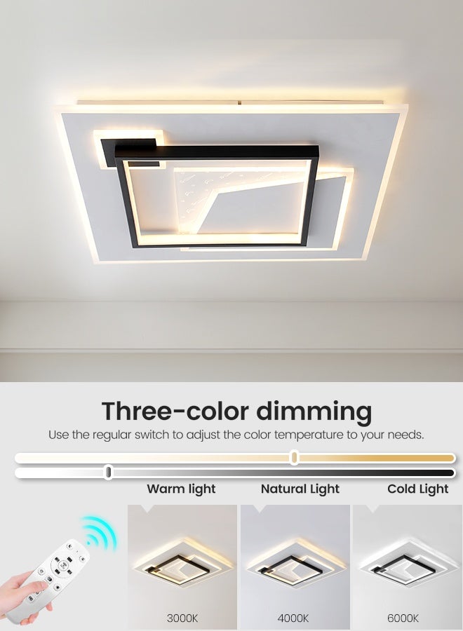 YATAI LIGHTING ضوء سقف LED مربع حديث، 60 واط قابل للتعتيم مع جهاز تحكم عن بعد، تركيبة مثبتة على السقف باللونين الأسود والأبيض، قابلة للتعديل بثلاثة ألوان (3000K-6000K) لغرفة النوم، غرفة المعيشة، غرفة الطعام - Image 2