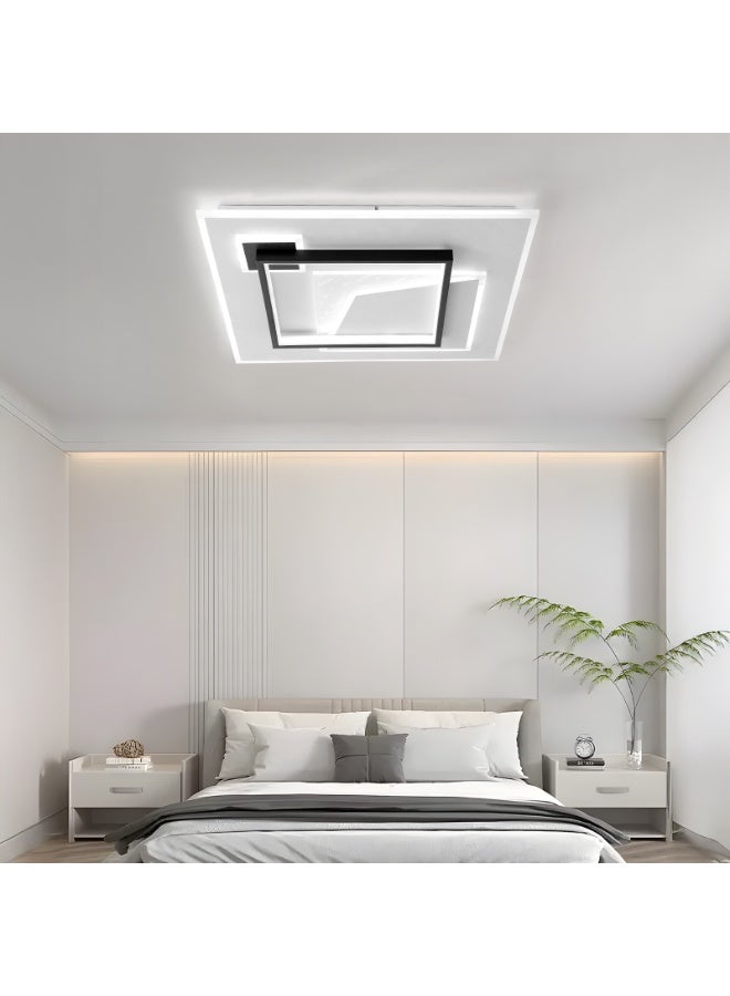 YATAI LIGHTING ضوء سقف LED مربع حديث، 60 واط قابل للتعتيم مع جهاز تحكم عن بعد، تركيبة مثبتة على السقف باللونين الأسود والأبيض، قابلة للتعديل بثلاثة ألوان (3000K-6000K) لغرفة النوم، غرفة المعيشة، غرفة الطعام - Image 5