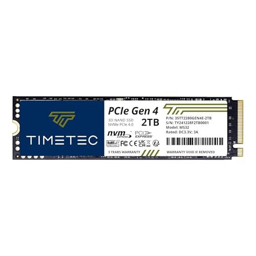 Timetec تيمتيك 2 تيرابايت SSD PCIe 4.0 NVMe PCIe Gen4x4 M.2 2280 3D NAND TLC 1000TBW SLC كاش سرعة القراءة/الكتابة تصل إلى 5,000/4,500 ميجابايت/ثانية محرك أقراص الحالة الصلبة الداخلية متوافق مع PS5، الكمبيوتر المحمول والكمبيوتر المكتبي - Image 1