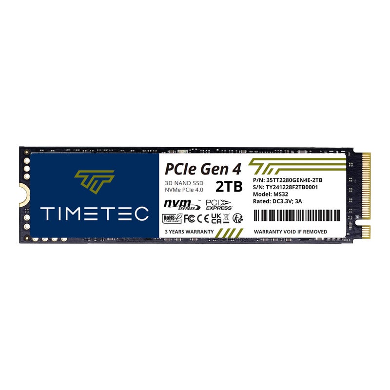 Timetec تيمتيك 2 تيرابايت SSD PCIe 4.0 NVMe PCIe Gen4x4 M.2 2280 3D NAND TLC 1000TBW SLC كاش سرعة القراءة/الكتابة تصل إلى 5,000/4,500 ميجابايت/ثانية محرك أقراص الحالة الصلبة الداخلية متوافق مع PS5، الكمبيوتر المحمول والكمبيوتر المكتبي - Image 5