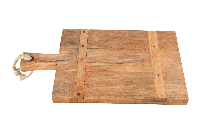 Creative CoOp Mango Wood Cheese Board with Rope on Handle