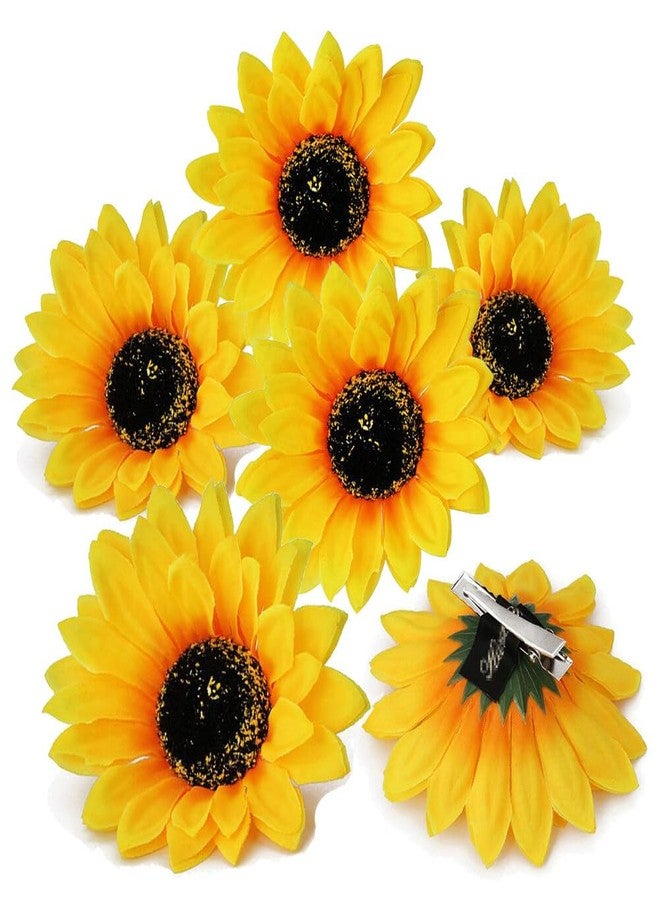Quupy 6Pcs 3.9 Lady Girls Sunflower Hair Alligator Clips Hairpin Hair Clamp Hair Styling Accessories for Party Beach Vacation Wedding Bridal Barrettes (Yellow) - Image 1