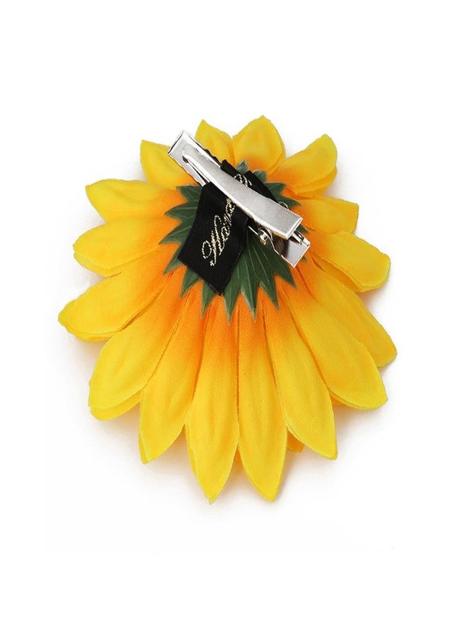 Quupy 6Pcs 3.9 Lady Girls Sunflower Hair Alligator Clips Hairpin Hair Clamp Hair Styling Accessories for Party Beach Vacation Wedding Bridal Barrettes (Yellow) - Image 3