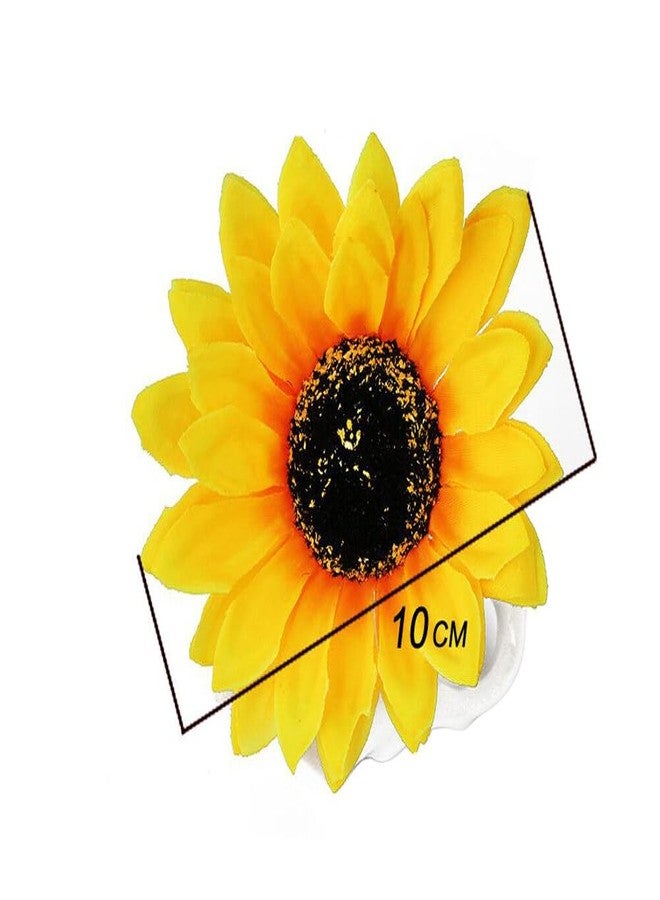 Quupy 6Pcs 3.9 Lady Girls Sunflower Hair Alligator Clips Hairpin Hair Clamp Hair Styling Accessories for Party Beach Vacation Wedding Bridal Barrettes (Yellow) - Image 2