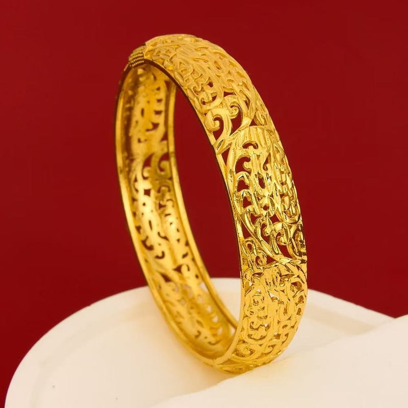 WU Gold-Plated Fashion Wide Buckle Bracelet Wedding  Jewelry - Image 1