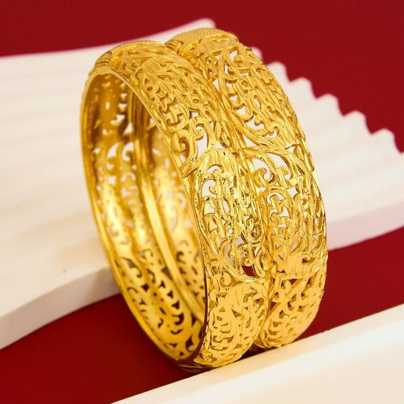 WU Gold-Plated Fashion Wide Buckle Bracelet Wedding  Jewelry - Image 5