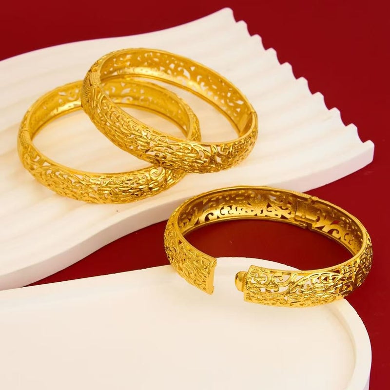WU Gold-Plated Fashion Wide Buckle Bracelet Wedding  Jewelry - Image 3