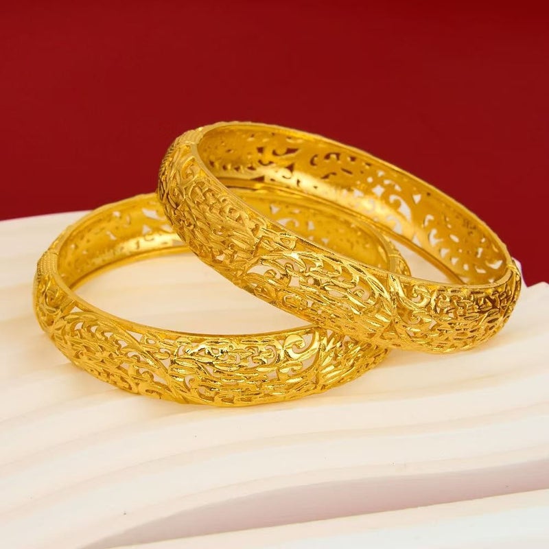 WU Gold-Plated Fashion Wide Buckle Bracelet Wedding  Jewelry - Image 4