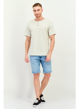 Swiss Alps Men Henley Neck Short Sleeve Textured T-Shirt, Heather Grey  - Image 4