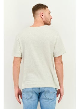Swiss Alps Men Henley Neck Short Sleeve Textured T-Shirt, Heather Grey  - Image 3