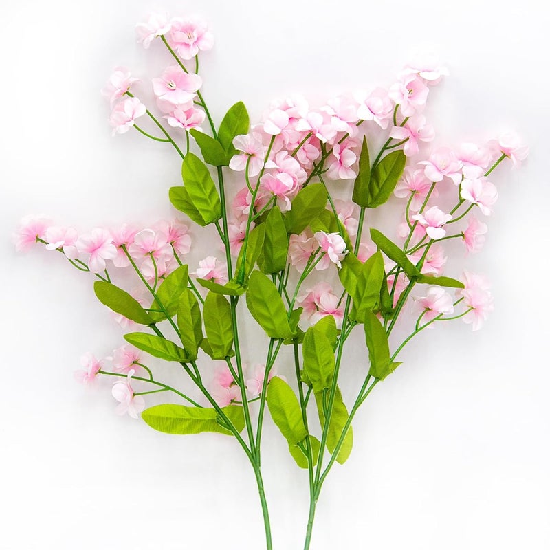 Featuman زهور وردية اصطناعية من شركة Featuman مع سيقان، 2 باقة من نوع “Forget Me Not”， زهور اصطناعية للوضع في الوعاء، زهور حريرية بطول 18.5 بوصة مناسبة للديكور المنزلي، باقات زفاف، يوم التذكار. - Image 1