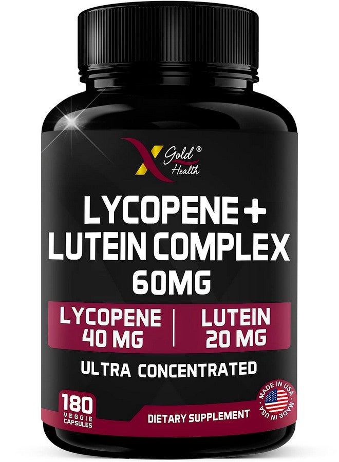 Lycopene + Lutein Supplement 60Mg ; Lycopene 40Mg From Tomato & Lutein 20Mg From Marigold Extract 2In1 Ultraconcentrated Health Supplements ; Nongmo & Gluten Free 180 Veggie Caps Made In Usa