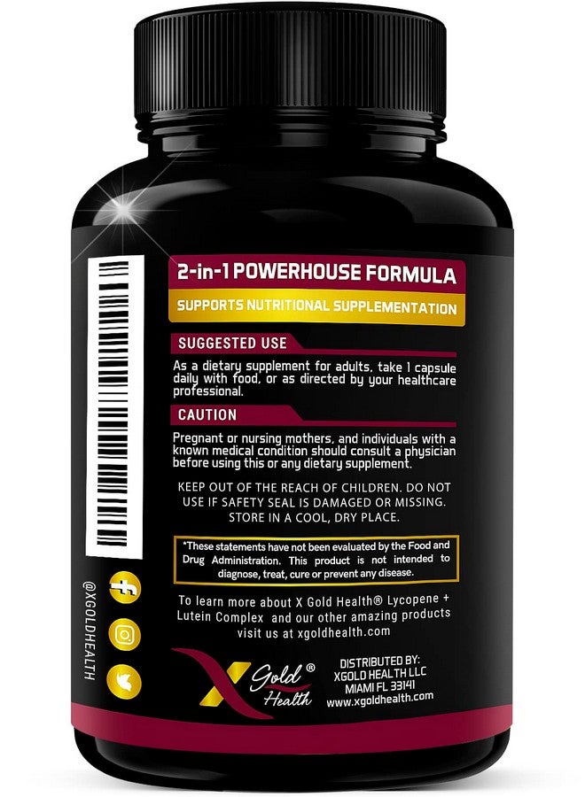 Lycopene + Lutein Supplement 60Mg ; Lycopene 40Mg From Tomato & Lutein 20Mg From Marigold Extract 2In1 Ultraconcentrated Health Supplements ; Nongmo & Gluten Free 180 Veggie Caps Made In Usa