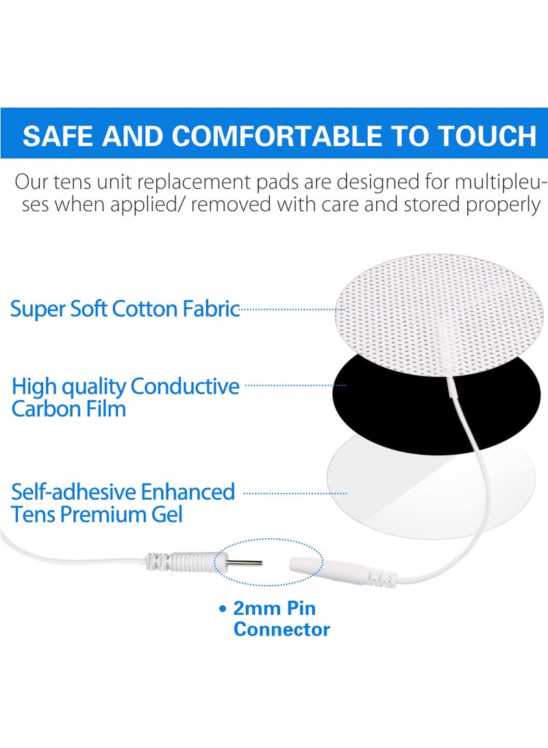 SYOSI 20PCS Round Electrodes Pads 1.25" Reusable Carbon Electrotherapy Pads for EMS Muscle Stimulator with 2.0 mm Pigtail Connectors Reusable Skin Patch for Muscle  - Image 2