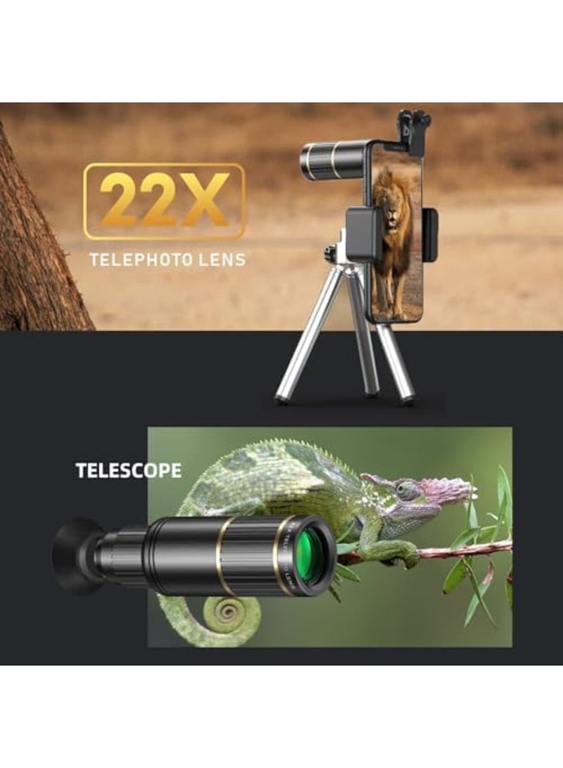 SYOSI 4-in-1 Phone Lens Kit, 22X Telephoto, 205° Fisheye, 0.67X Wide Angle, 25X Macro for iPhone 15/14/13/12 - Image 3