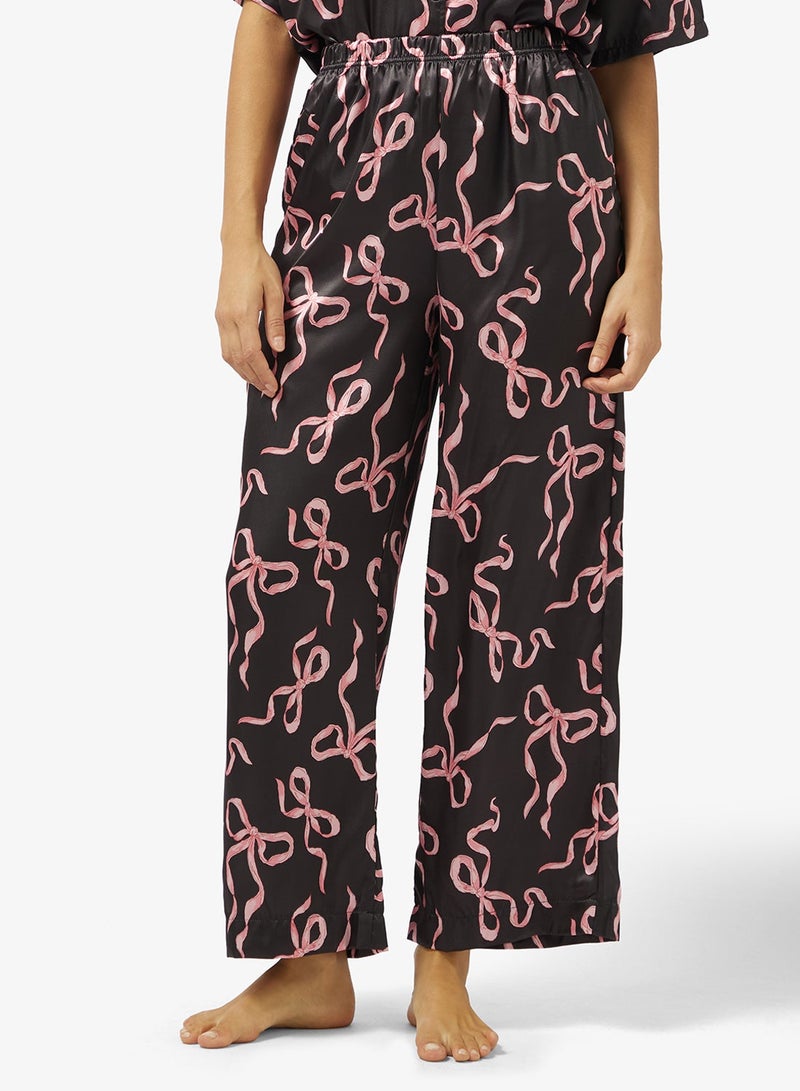 Ginger Bow Print Button Down Shirt & Pyjama Set - Image 5