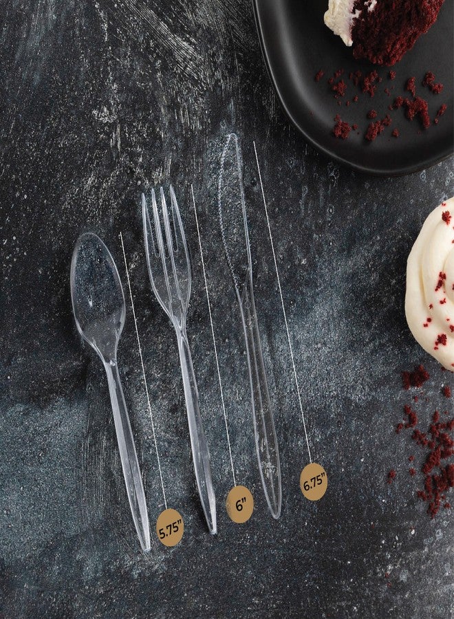 PLASTICPRO 1000 piece Cutlery Combo set of Clear Plastic Forks, Spoons, and Knives Disposable Cutlery Bulk Pack Variety Pack for Party Home Office - Image 4