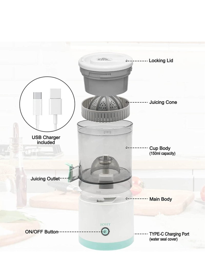 Citrus Juicer Electric Orange Squeezer with Powerful Motor and USB Charging Cable Juicer Extractor Lime Juicer Suitable for Orange Citrus Apple Grapefruit and Pear - Image 5