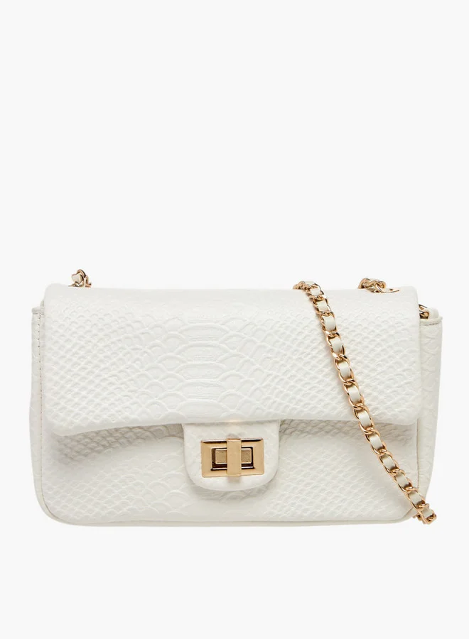 فلورا بيلا من شو إكسبرس Textured Crossbody Bag with Chain Strap and Twist Lock Closure