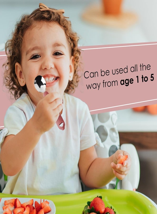 Cubkins Steel Head Spoon for Feeding Babies with Soft Silicone Handle | Non Toxic, Food Safe and BPA Free | Washable and Reusable (Raspberry) - Image 4